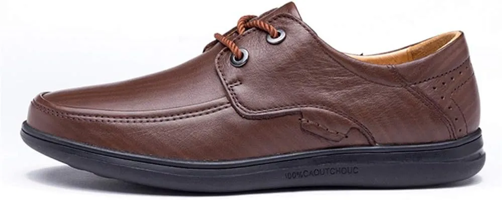 Formal Shoes Dress Oxford for Men Lace Up Round Apron Toe Derby Shoes Cowhide Non Slip Resistant Anti-Slip Block Heel Party Suitable for Many Occasions