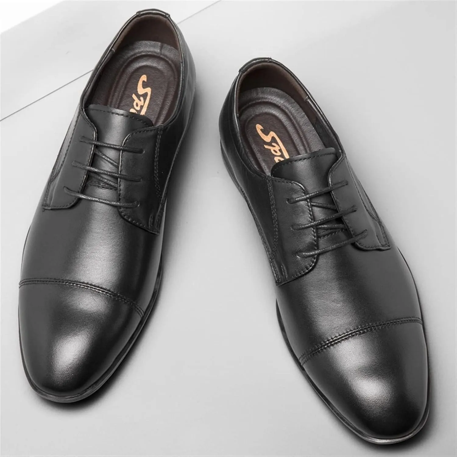 Formal Shoes for Men Lace Up Crocodile Print Derby Shoes Round Cap Toe Leather Rubber Sole Non Slip Block Heel Classic Suitable for Many Occasions.