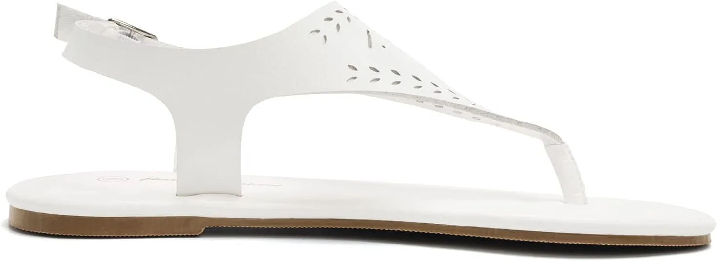 FUNKYMONKEY Thong Flat Sandals, Women's Casual T-Strap and Adjustable Ankle Buckle for Summer Beach Sandals