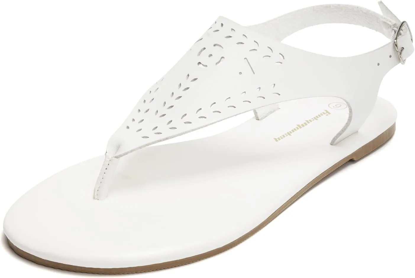 FUNKYMONKEY Thong Flat Sandals, Women's Casual T-Strap and Adjustable Ankle Buckle for Summer Beach Sandals