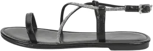 GORGLITTER Women's Summer Beach Flat Cute Sandals 2025 Sparkly Rhinestone Ankle Strap Shoes
