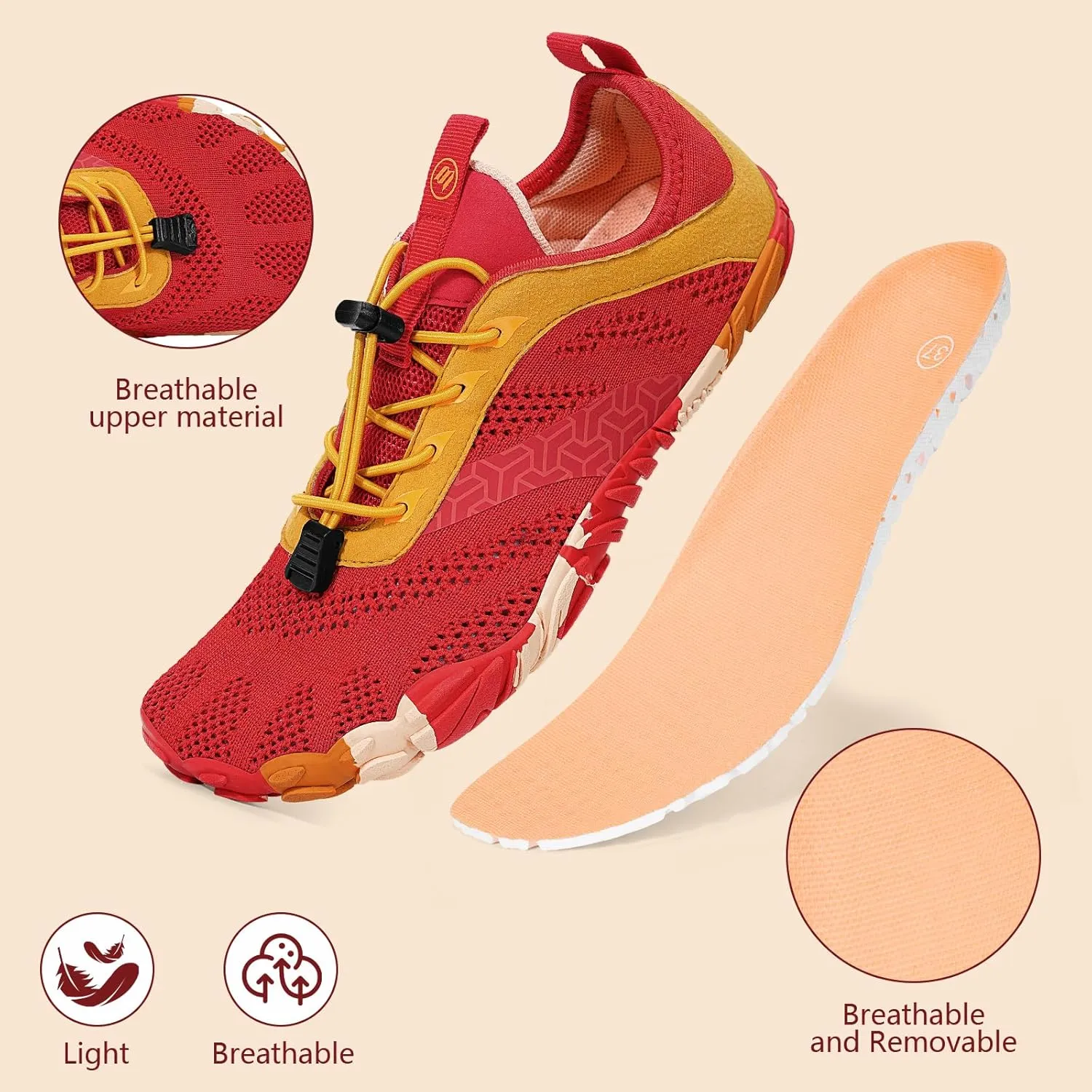 Hike Barefoot Shoes Women Men Wide Toe Box Zero Drop Footwear Lightweight Hike Shoe Non-Slip Grounded Shoes Women for Outdoor Trail Running Walking Weightlifting