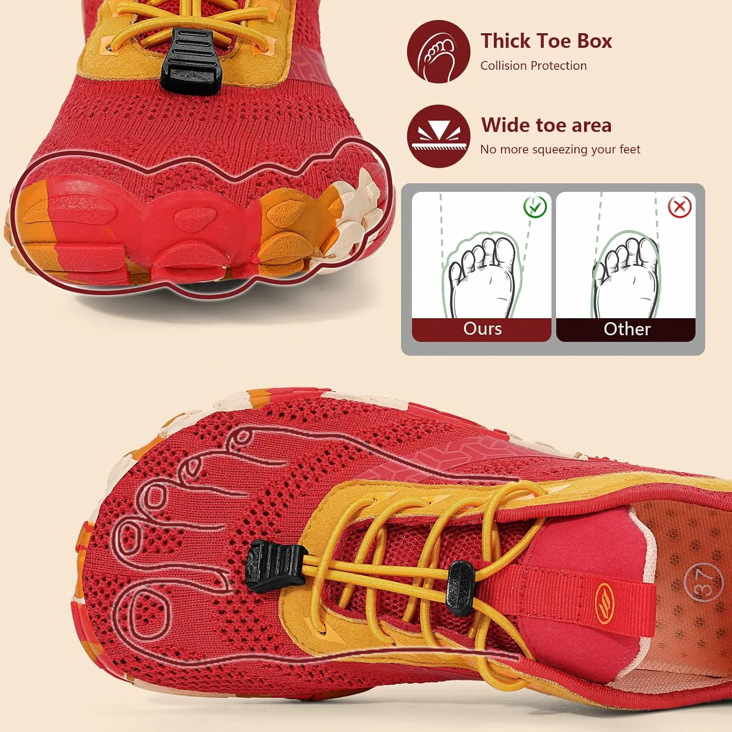Hike Barefoot Shoes Women Men Wide Toe Box Zero Drop Footwear Lightweight Hike Shoe Non-Slip Grounded Shoes Women for Outdoor Trail Running Walking Weightlifting