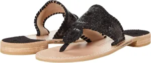 Jack Rogers Crackled Metallic Jacks Flat Sandal Gunmetal/Black 6.5 M
