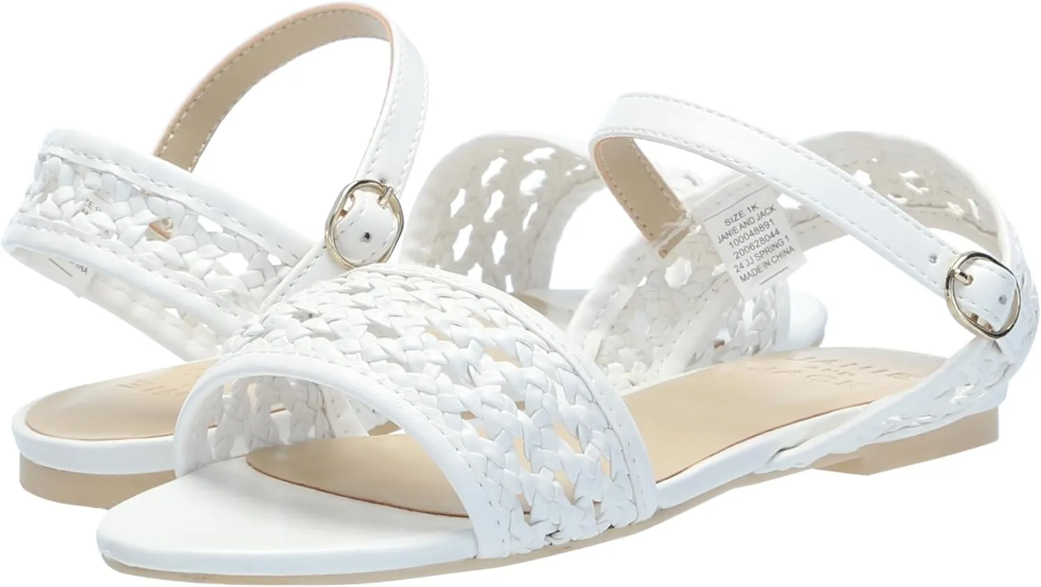 Janie and Jack Baby-Girl's Basketweave Sandal (Toddler/Little Big Kid) Flat
