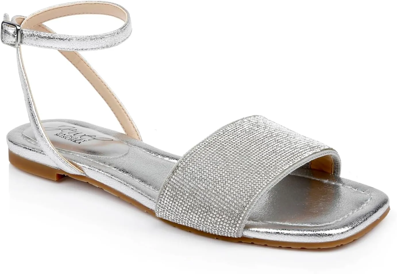 Jewel Badgley Mischka Hadley Flat Sandals with Ankle Strap