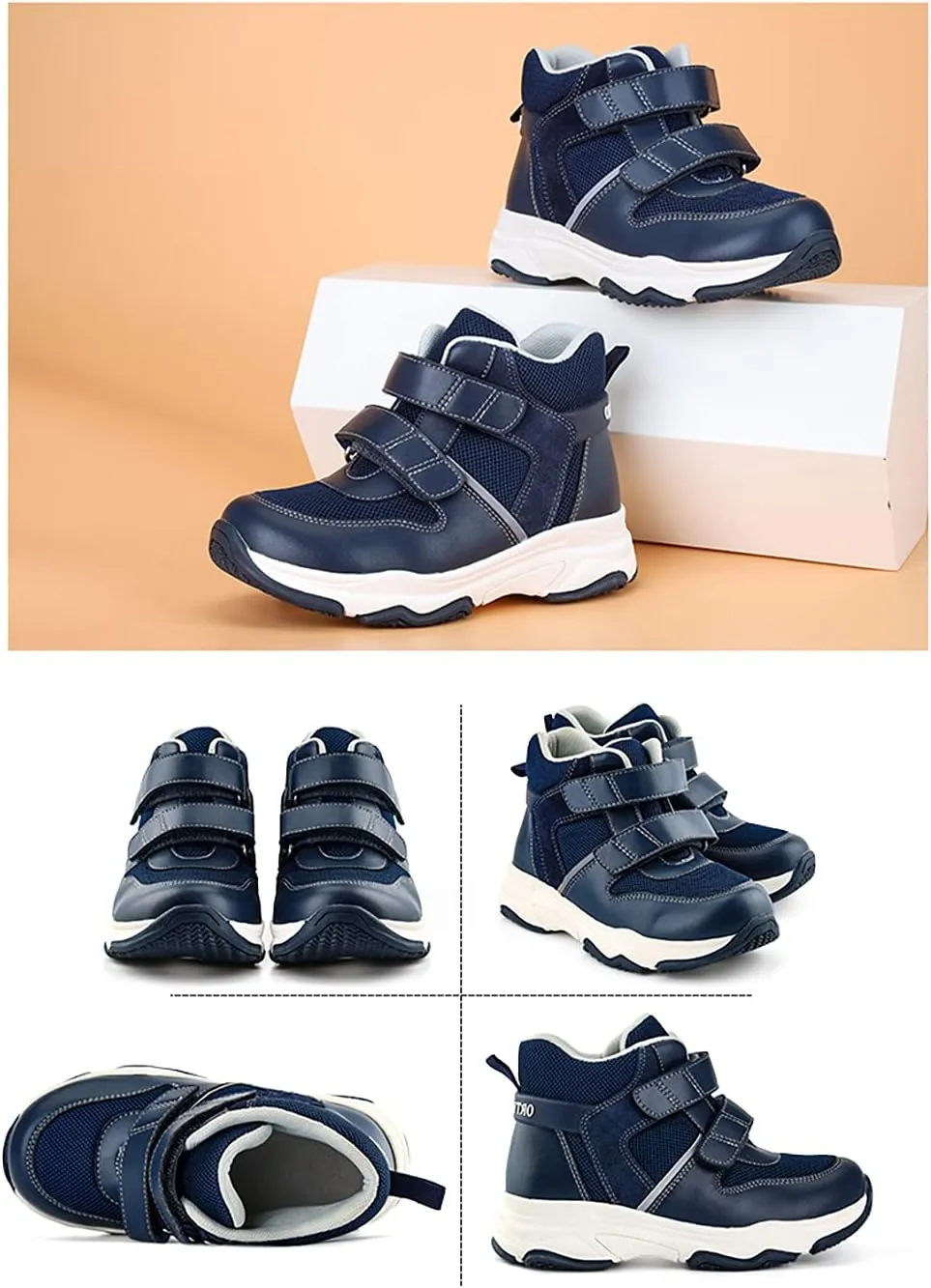 Kids Orthopedic Sneakers with Arch Support, Toddlers High-top Leisure Shoes for Boys and Girls with Flat Feet and Tiptoe Walking