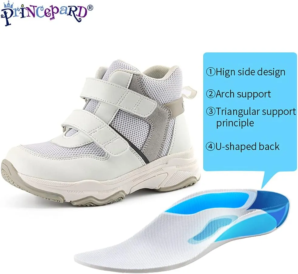 Kids Orthopedic Sneakers with Arch Support, Toddlers High-top Leisure Shoes for Boys and Girls with Flat Feet and Tiptoe Walking