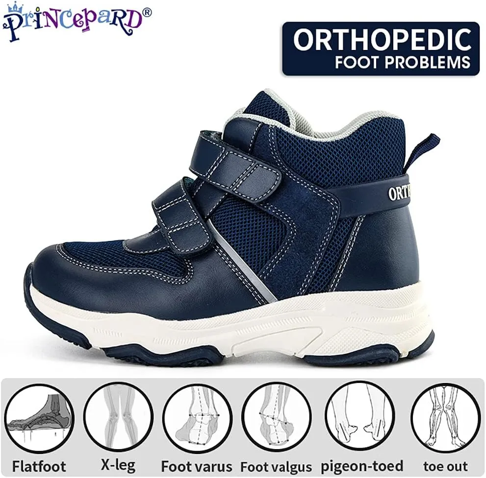 Kids Orthopedic Sneakers with Arch Support, Toddlers High-top Leisure Shoes for Boys and Girls with Flat Feet and Tiptoe Walking