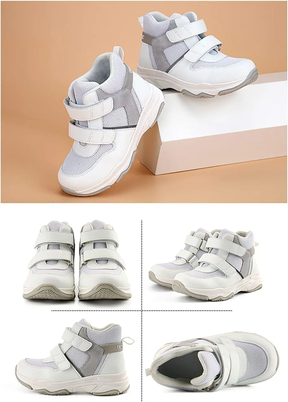 Kids Orthopedic Sneakers with Arch Support, Toddlers High-top Leisure Shoes for Boys and Girls with Flat Feet and Tiptoe Walking