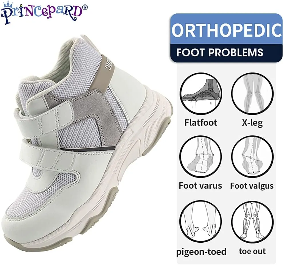 Kids Orthopedic Sneakers with Arch Support, Toddlers High-top Leisure Shoes for Boys and Girls with Flat Feet and Tiptoe Walking