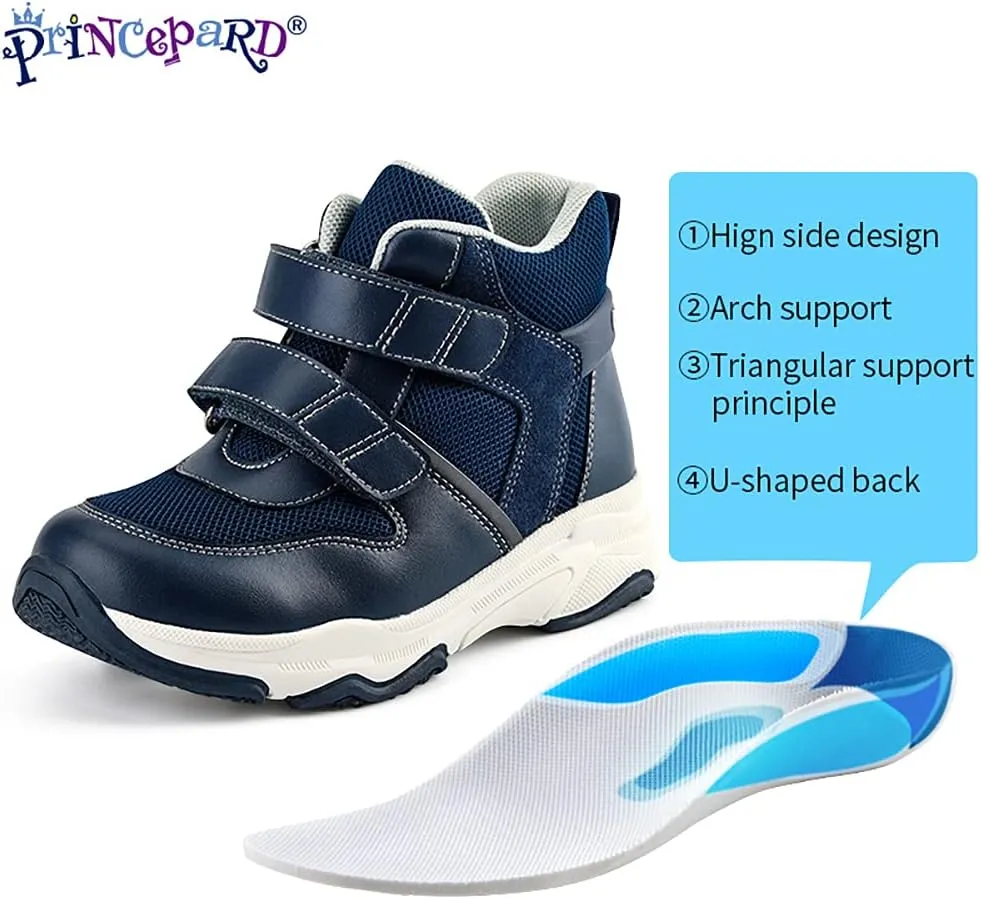 Kids Orthopedic Sneakers with Arch Support, Toddlers High-top Leisure Shoes for Boys and Girls with Flat Feet and Tiptoe Walking