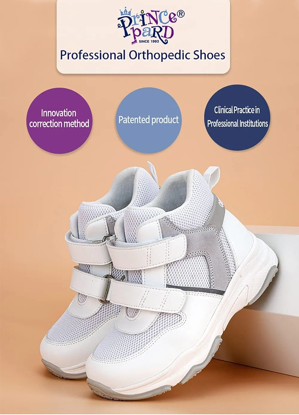 Kids Orthopedic Sneakers with Arch Support, Toddlers High-top Leisure Shoes for Boys and Girls with Flat Feet and Tiptoe Walking