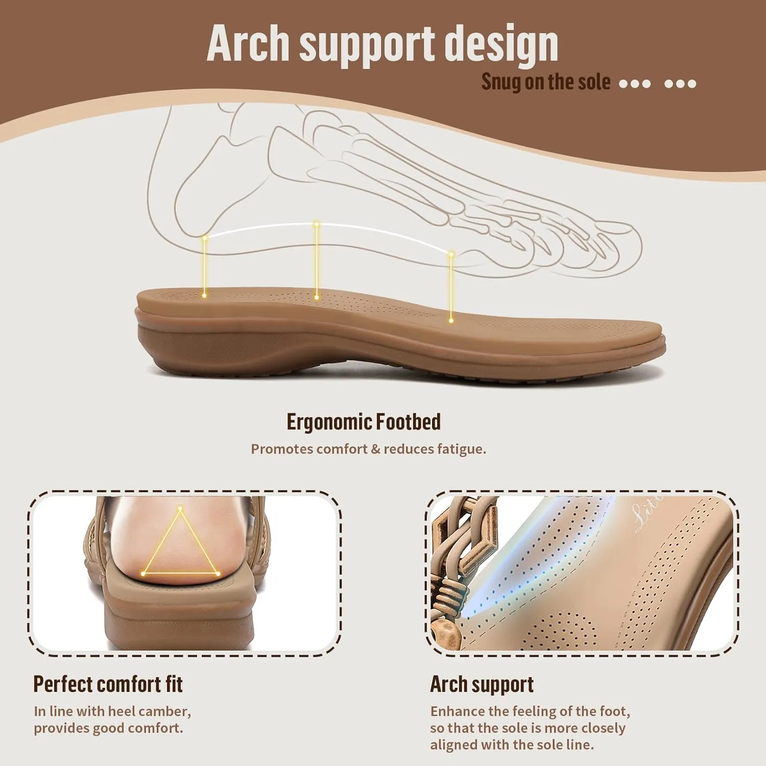 Littleplum Womens Sandals Arch Support Summer Flat Slides Ankle Elastic Walking Shoes Braided Beach Dressy Sandals for Women