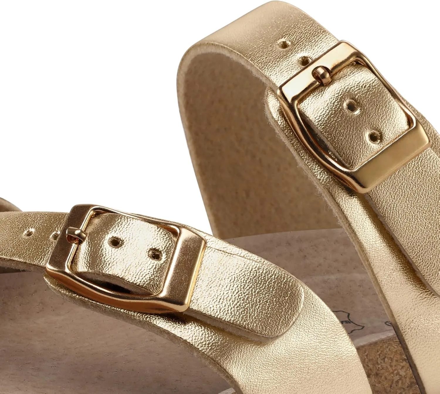 mysoft Women's Cork Footbed Sandals Double Adjustable Buckle Slide Sandals Slip On Walking Summer Shoes
