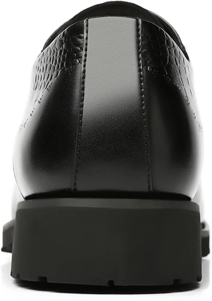 New Dress Oxford Formal Shoes for Men Lace Up Crocodile Embossed Derby Shoes Brogues Burnish Round Toe Vegan Leather Non Slip Resistant Low Top Anti-Slip
