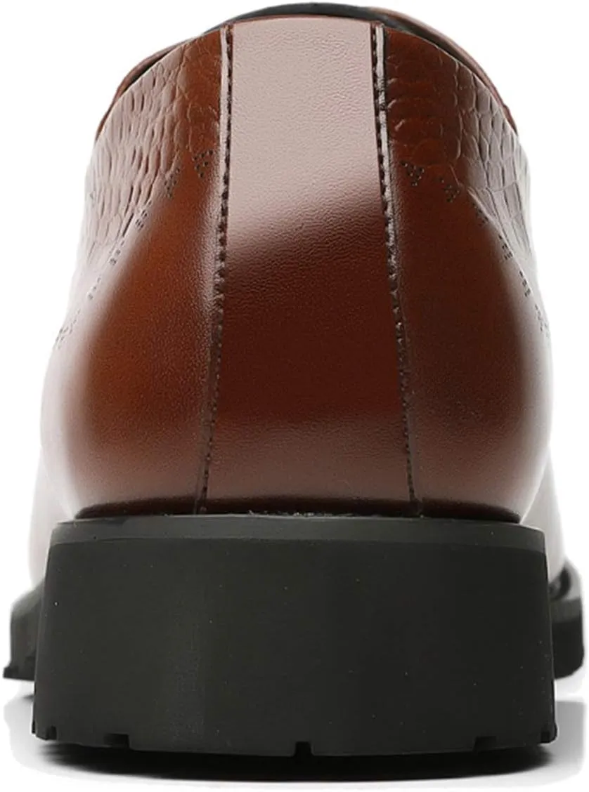 New Dress Oxford Formal Shoes for Men Lace Up Crocodile Embossed Derby Shoes Brogues Burnish Round Toe Vegan Leather Non Slip Resistant Low Top Anti-Slip