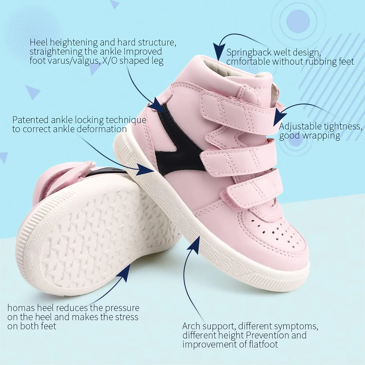 Orthopedic Shoes for Kids and Toddlers with Arch and Ankle Support,Correct and Prevent Flat Feet and Foot Varus/Valgus