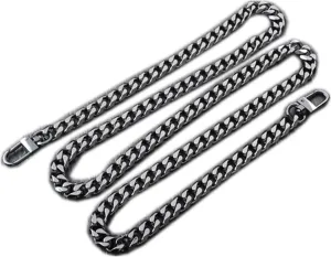 Purse Strap,Bag Strap, 6 Surface Grind Flat DIY Iron Black Metal Chain Strap Handbag Chains Purse Straps Shoulder Cross Body Replacement Straps(Length 62")