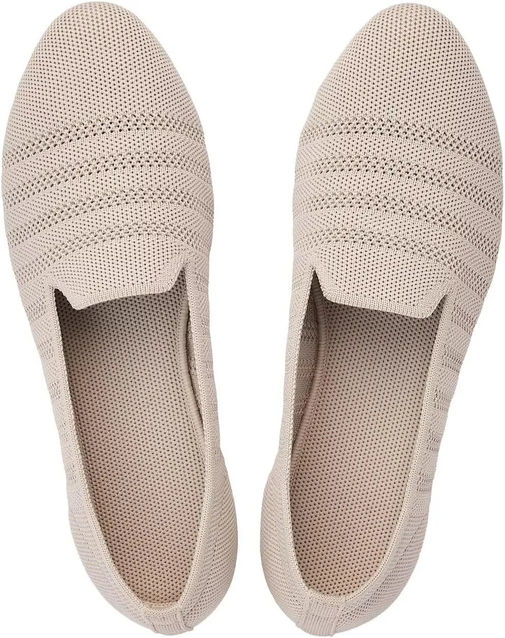Puxowe Women's Knit Ballet Flats Slip-On Shoes with Low Wedge Sole - Comfortable Round Toe Shoes for Walking, Dress & Casual Outfits