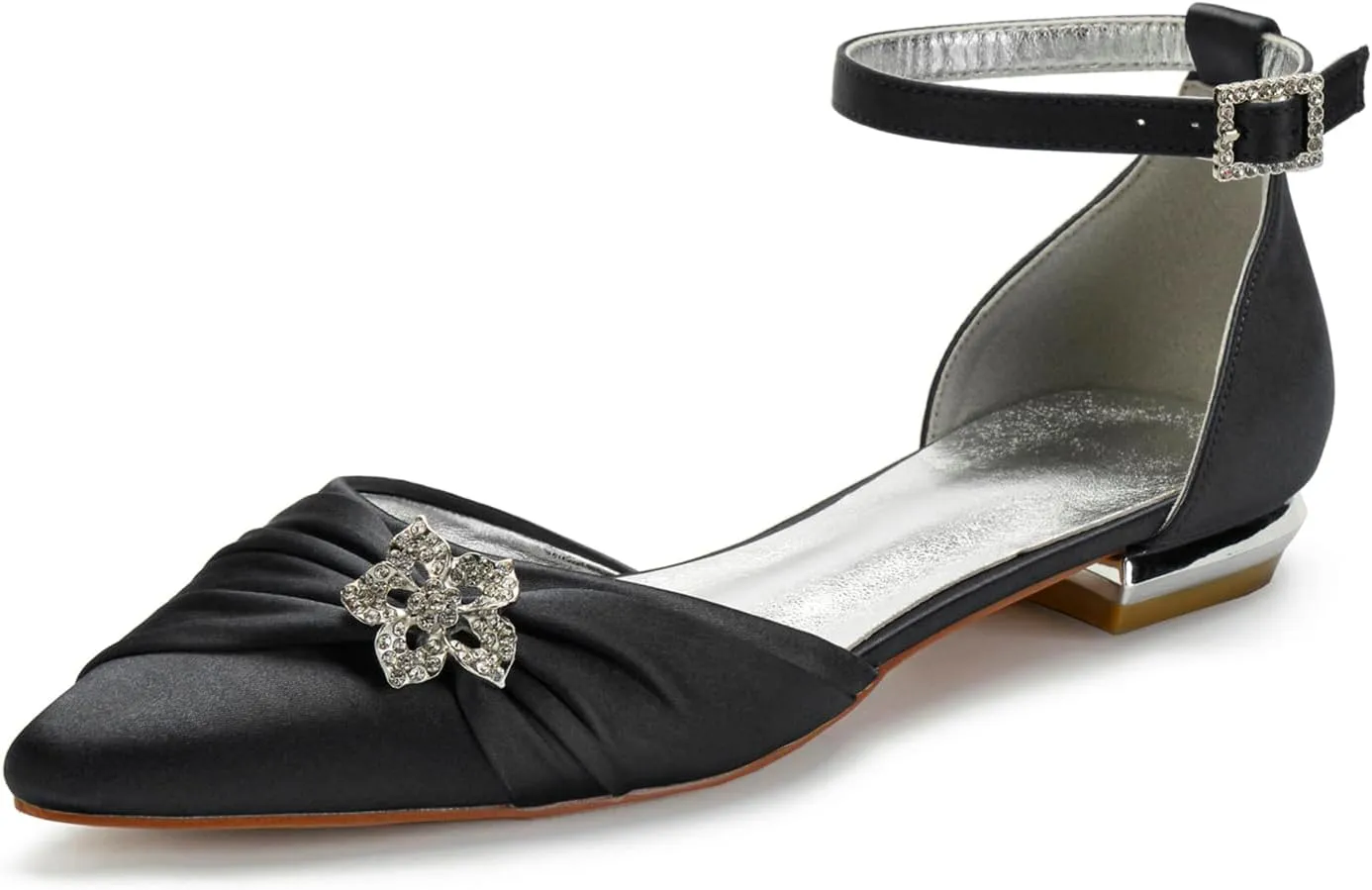Rhinestones Wedding Shoes for Bride Flats Pointed Toe Flat Bridal Shoes Women Evening Dress Shoes