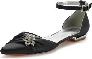 Rhinestones Wedding Shoes for Bride Flats Pointed Toe Flat Bridal Shoes Women Evening Dress Shoes