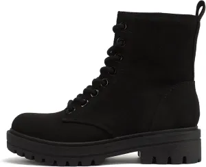 Soda FIRM - Lug Sole Combat Ankle Bootie Lace up w/Side Zipper