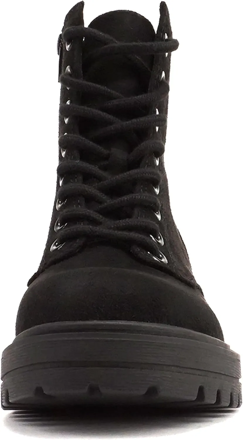Soda FIRM - Lug Sole Combat Ankle Bootie Lace up w/Side Zipper