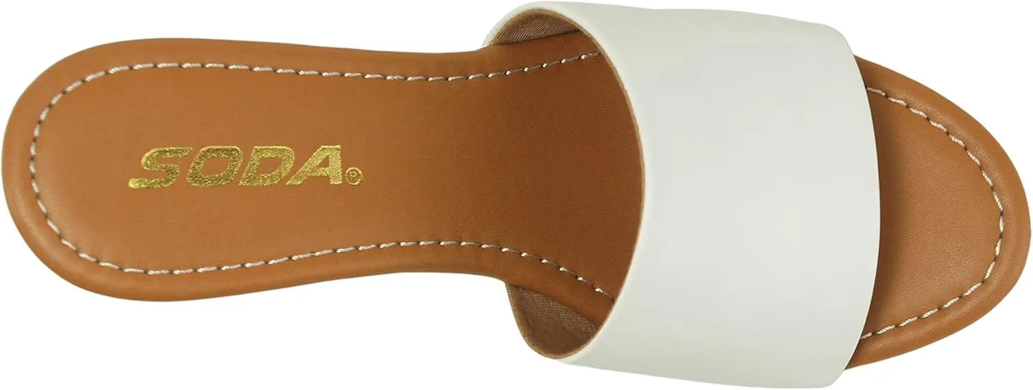 Soda Womens Sunkist Slip On Heeled Platform Sandal
