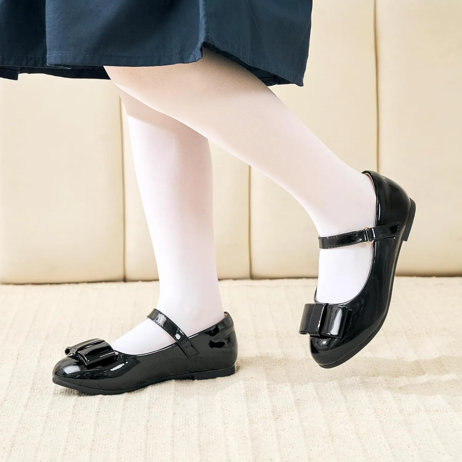 Stelle Girls Mary Jane Dress Shoes Ballerina Flat with Bow for Toddler/Little/Big Kids
