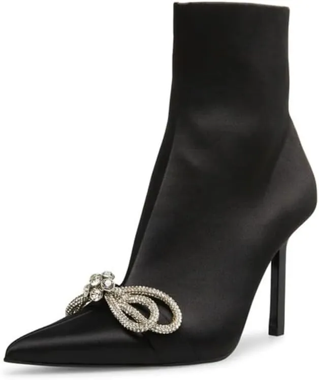 Steve Madden Ditty Black Croco Fashion Slip On Pointed Toe Block Mid Heel Sandal