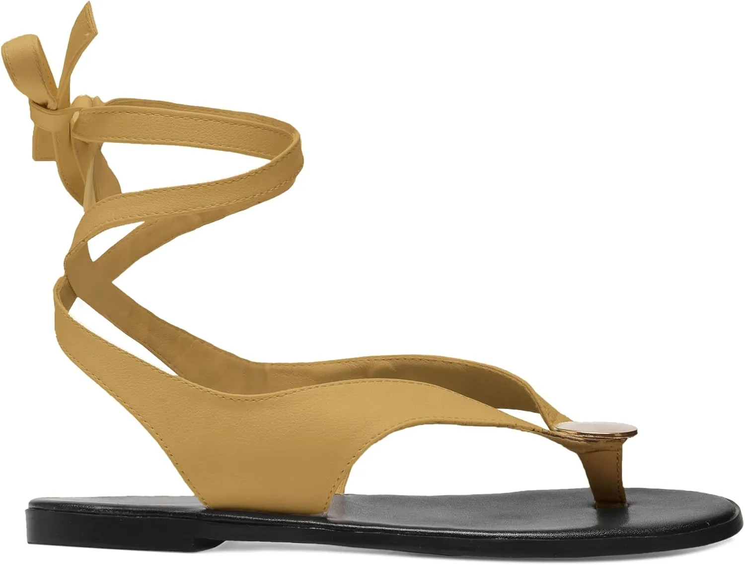 Strap Flip Flop Flat Sandals for Women with Metal Circular Ankle Strappy Ladies Fashion Cute Summer Thong Sandals Dressy.
