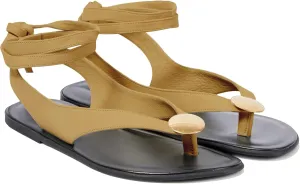 Strap Flip Flop Flat Sandals for Women with Metal Circular Ankle Strappy Ladies Fashion Cute Summer Thong Sandals Dressy.