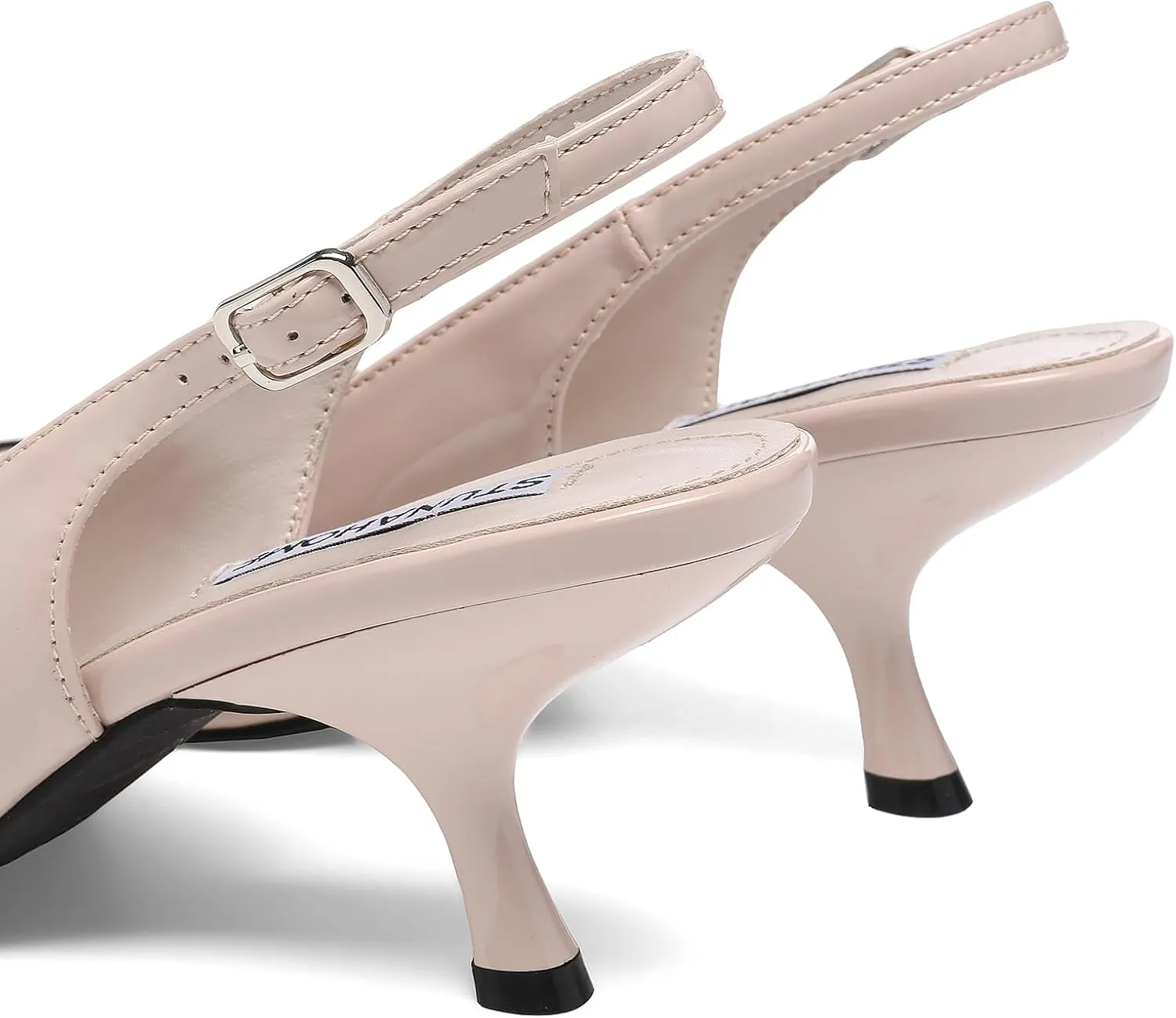 STUNAHOME Womens Slingback Kitten Heels Closed Pointed Toe Bowknot Knitted Slip On Work Pumps Dress Shoes, Gold