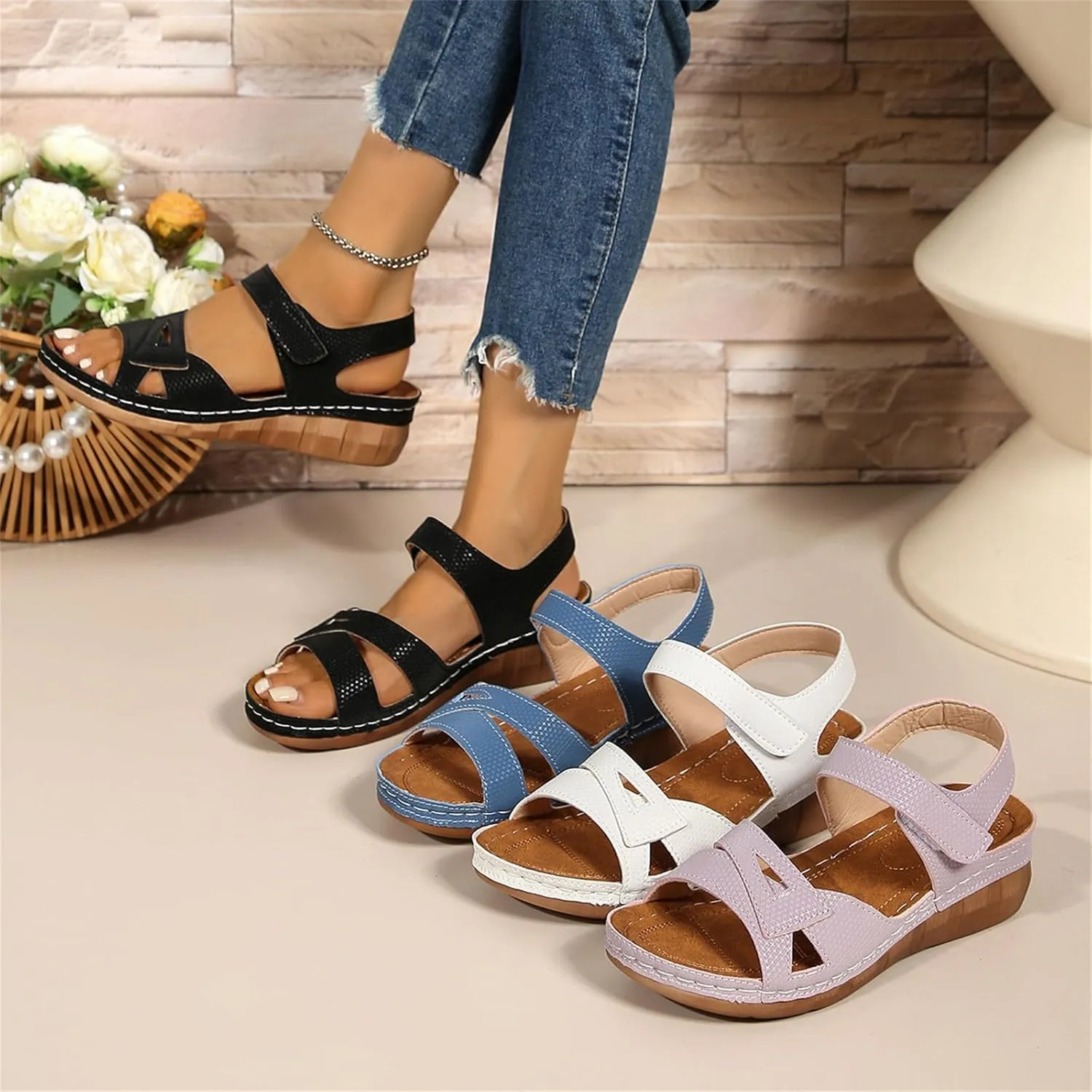 Summer Sandals For Women 2025 Comfortable Wedge Sandal Trendy Arch Upport Slip On Shoe Casual Orthopedic shoes