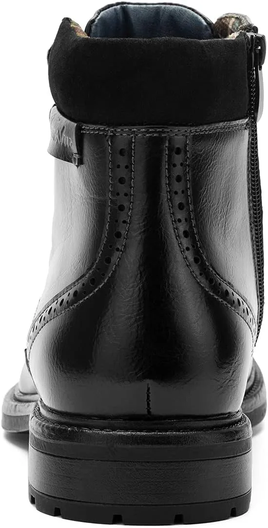 Temeshu Men's Oxford Ankle Boots Lace-Up Side Zip Fashion Casual Dress Boot Cap Toe Motorcycle Boots MS06