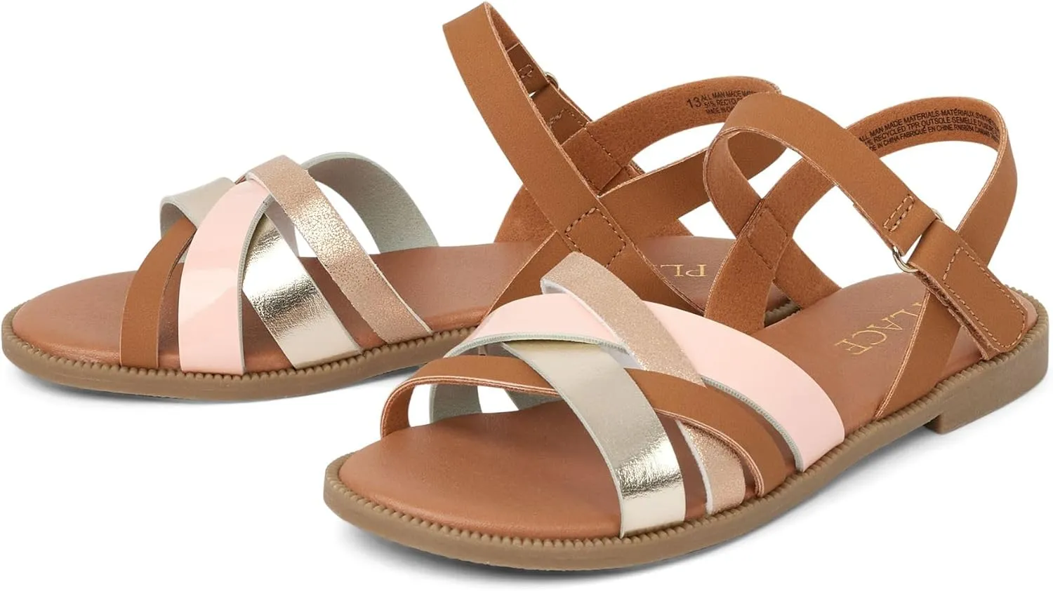 The Children's Place Girls Flat Sandals with Adjustable Ankle Strap