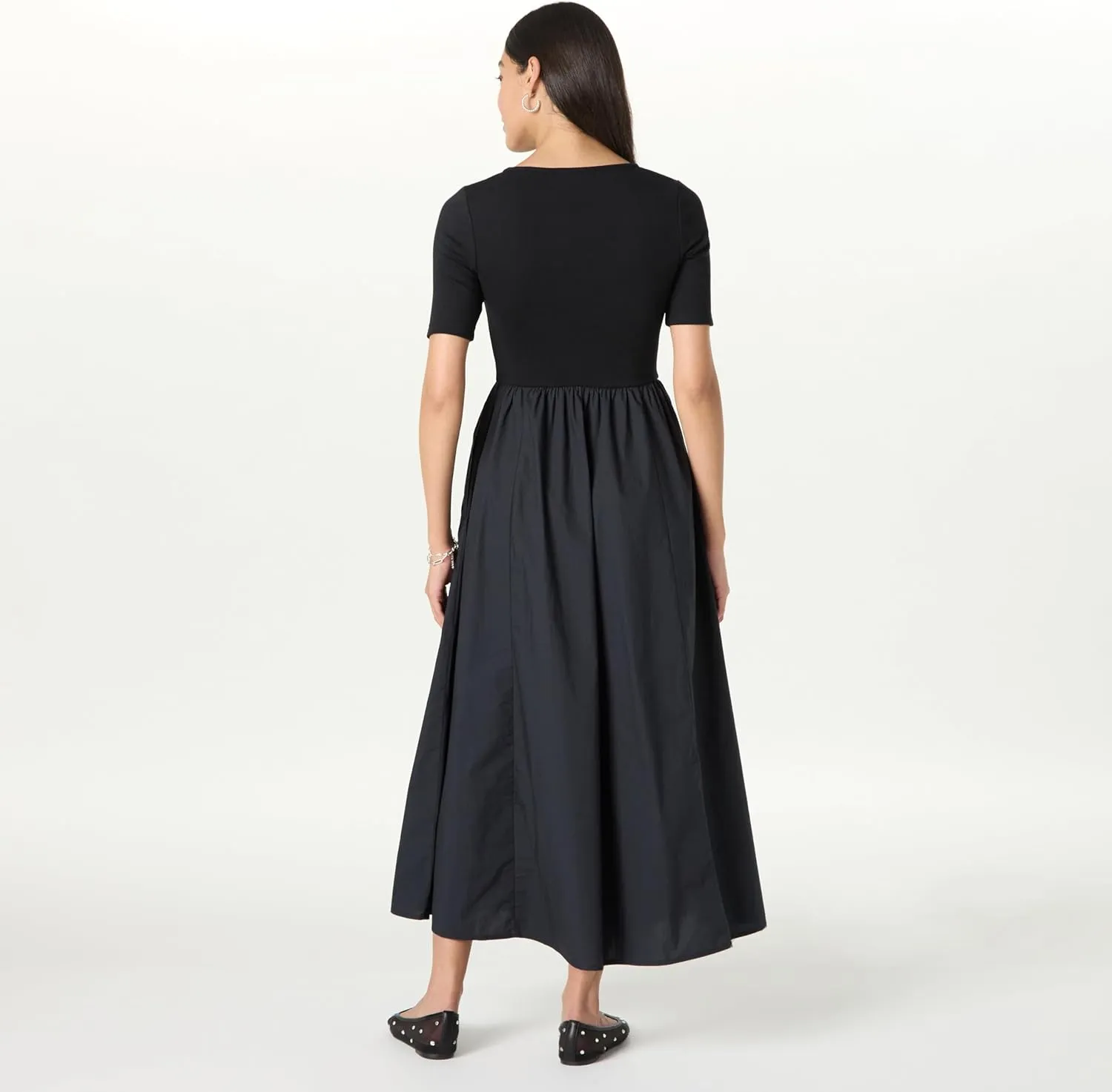 The Drop Women's Barrett Short Sleeve Mixed Media Dress