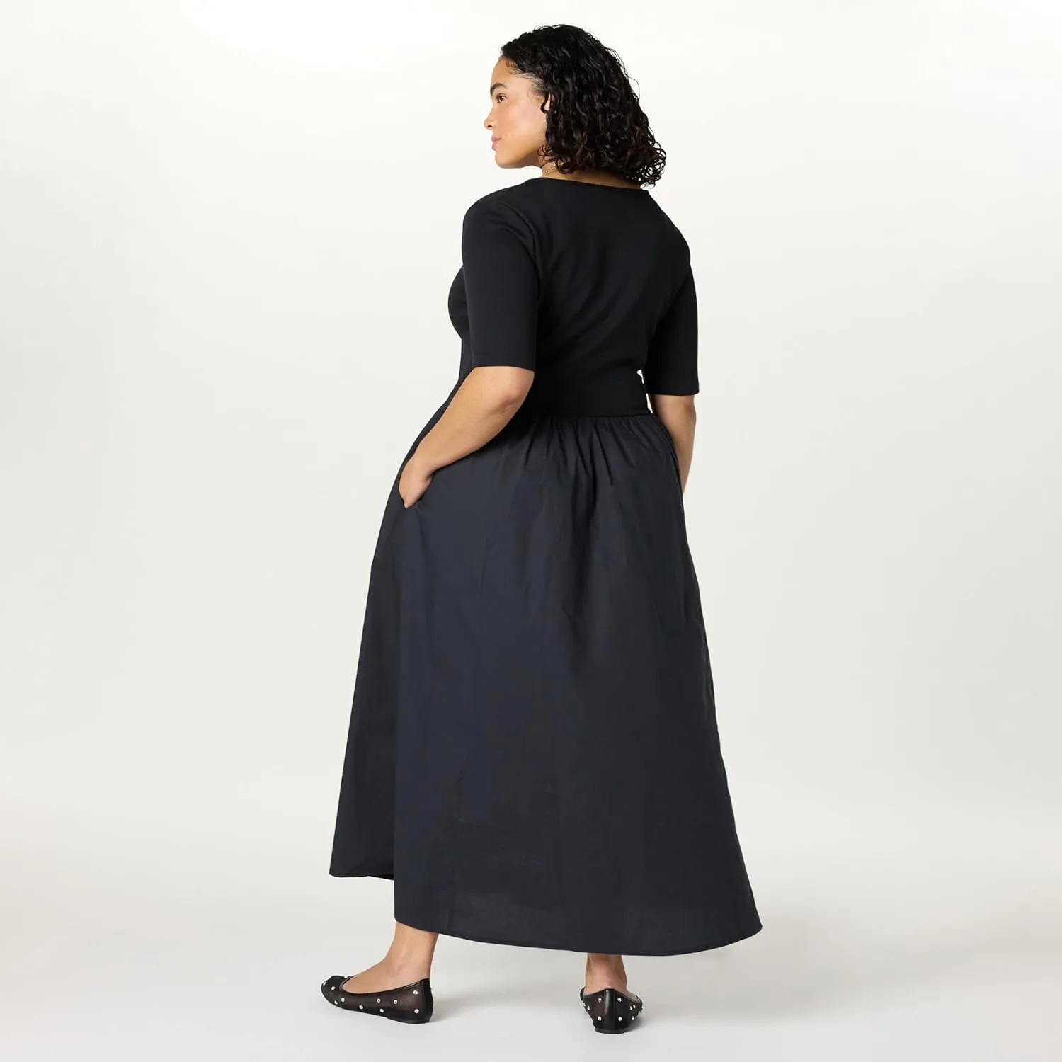 The Drop Women's Barrett Short Sleeve Mixed Media Dress