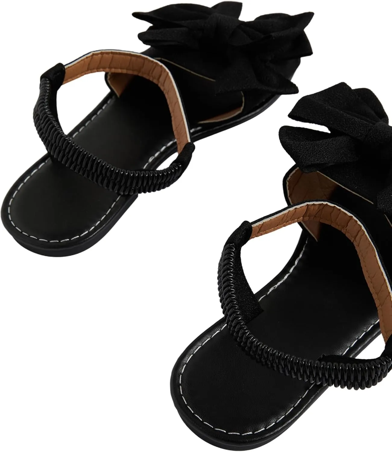 Verdusa Women's Coquette Bowknot Ankle Strap Leather Sandals Holiday Beach Flat Sandals