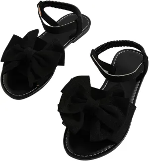 Verdusa Women's Coquette Bowknot Ankle Strap Leather Sandals Holiday Beach Flat Sandals