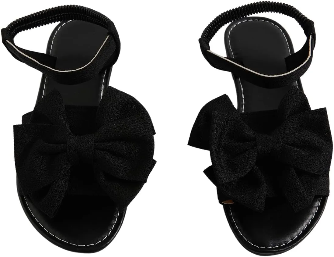 Verdusa Women's Coquette Bowknot Ankle Strap Leather Sandals Holiday Beach Flat Sandals