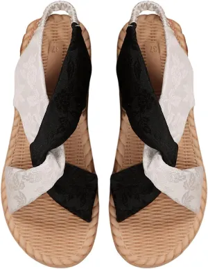 Verdusa Women's Open Toe Elastic Ankle Strap Flat Sandals Summer Shoes