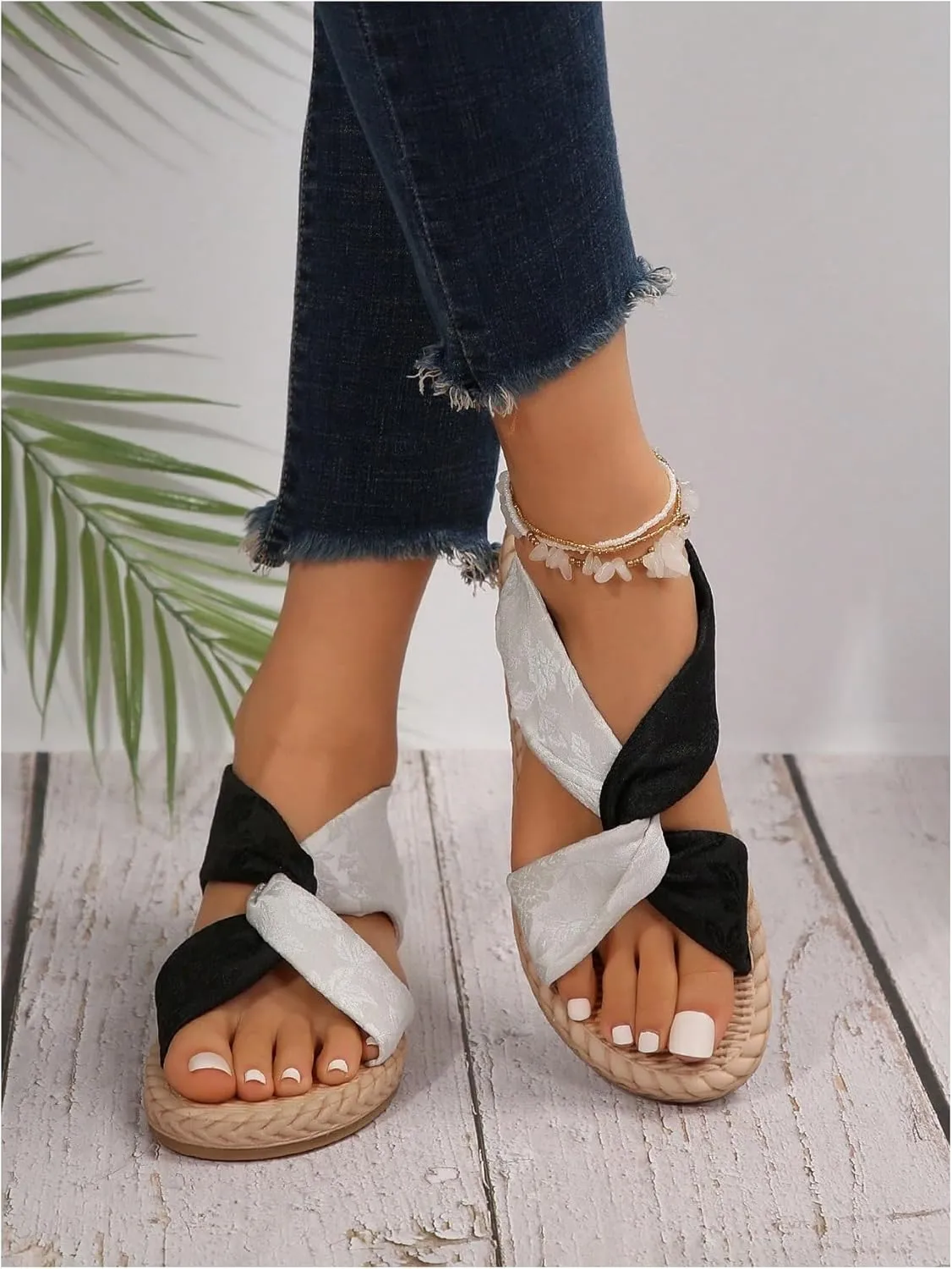 Verdusa Women's Open Toe Elastic Ankle Strap Flat Sandals Summer Shoes