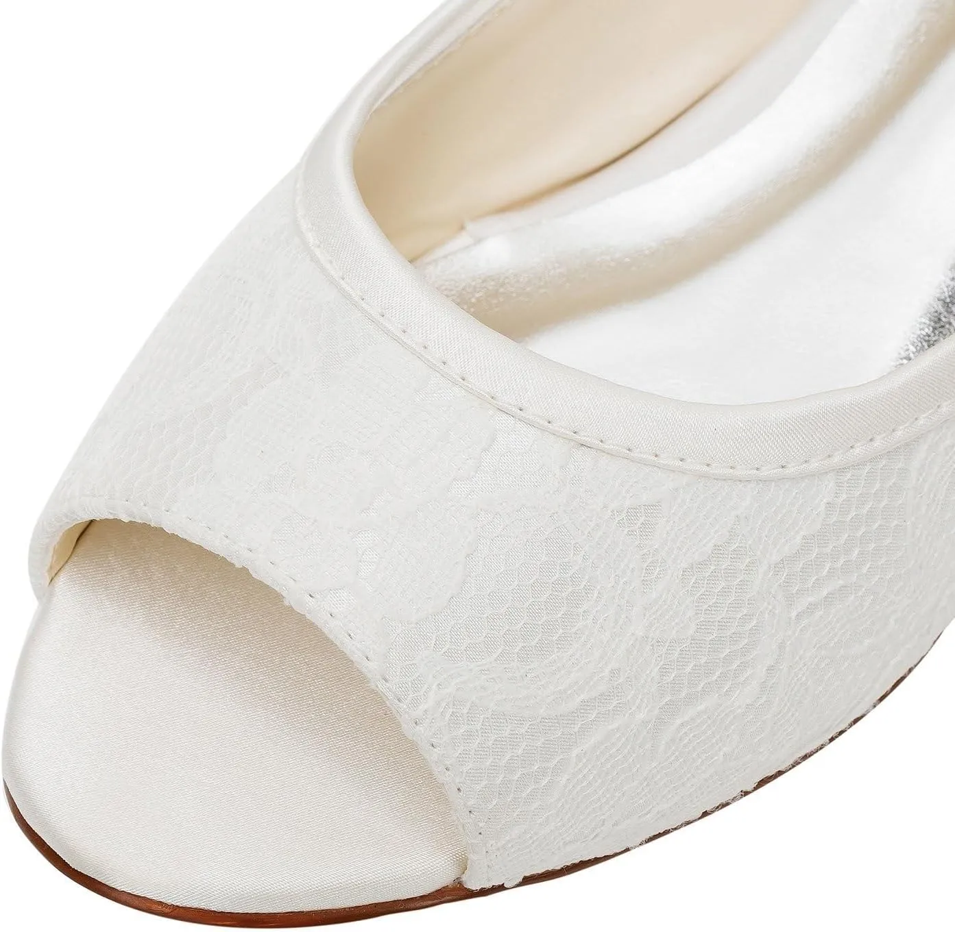 Women Pointed Toe Satin Wedding Flats for Bride Comfortable Lace Bridal Shoes Evening Prom Party Dress Open Toe Shoes Sandals