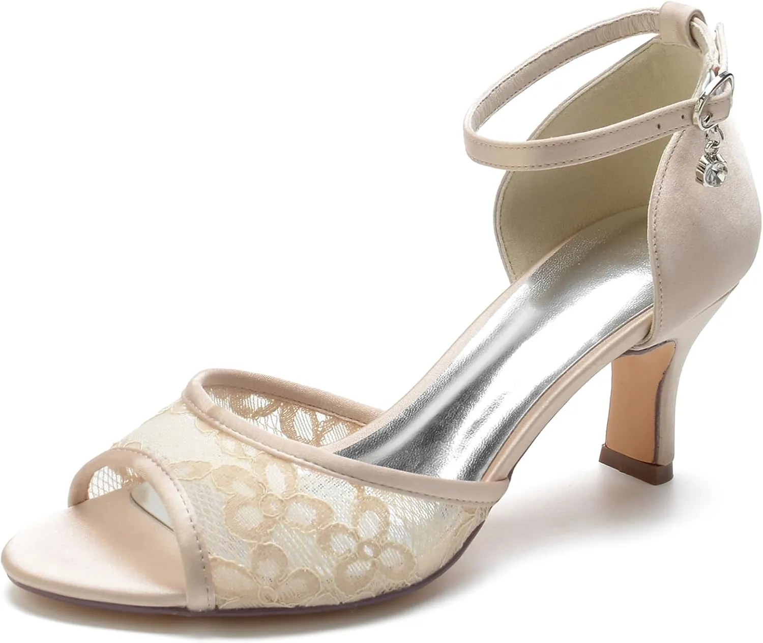 Women's Red Peep Toe Wedding Sandals, Mid Heel, Ankle Strap, Open Toe, Dressy, Flat Sandal