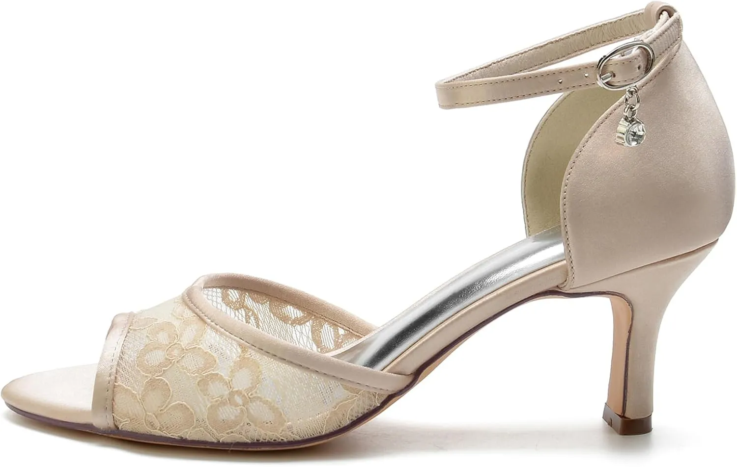 Women's Red Peep Toe Wedding Sandals, Mid Heel, Ankle Strap, Open Toe, Dressy, Flat Sandal