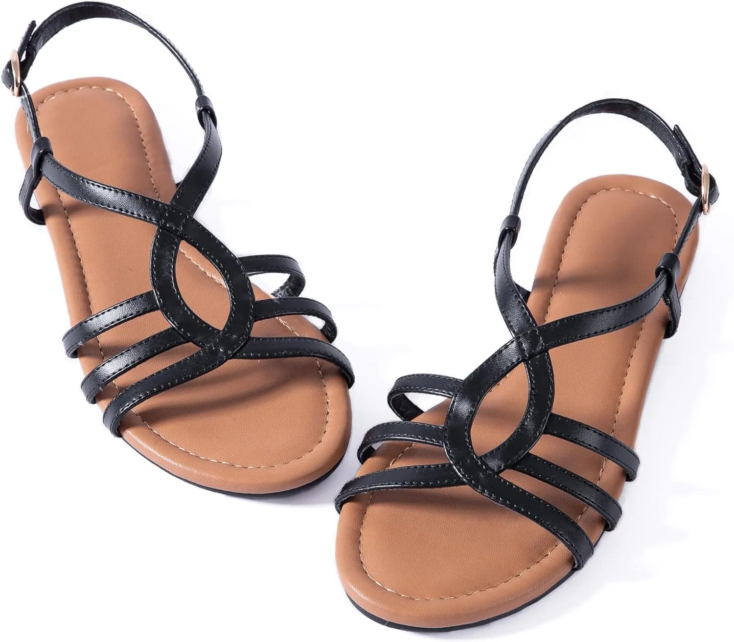 YANWENFANG Women's Flat Sandals Strappy Gladiator Sandals with Adjustable Ankle Strap,Teardrop Boho Beach Sandals for Summer Vacation, Festival, Casual Comfort