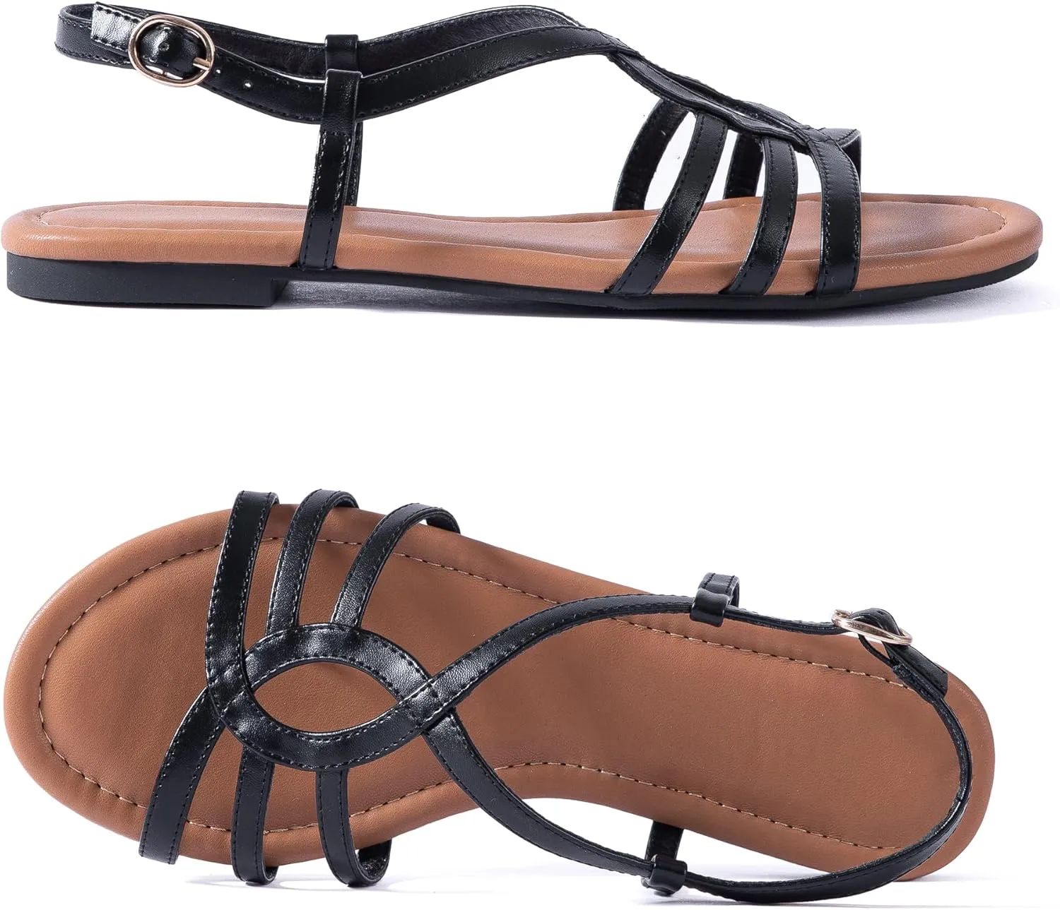 YANWENFANG Women's Flat Sandals Strappy Gladiator Sandals with Adjustable Ankle Strap,Teardrop Boho Beach Sandals for Summer Vacation, Festival, Casual Comfort